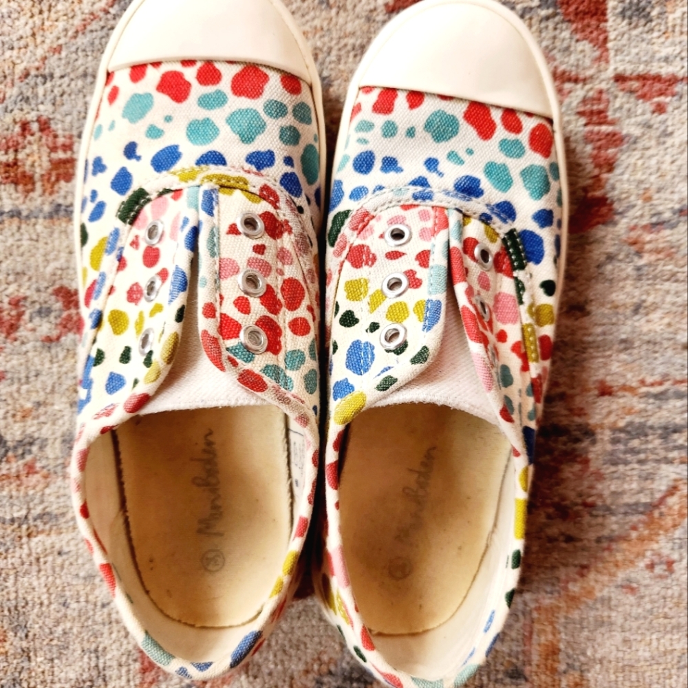 Mini Boden Laceless Slipon Rainbow Print Animal Sneakers VGUC